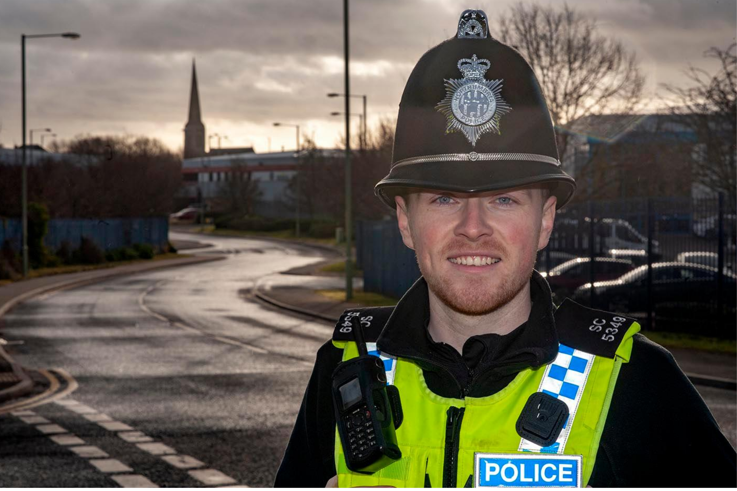 Northumbria police volunteer - special constable wearing uniform on patrol
