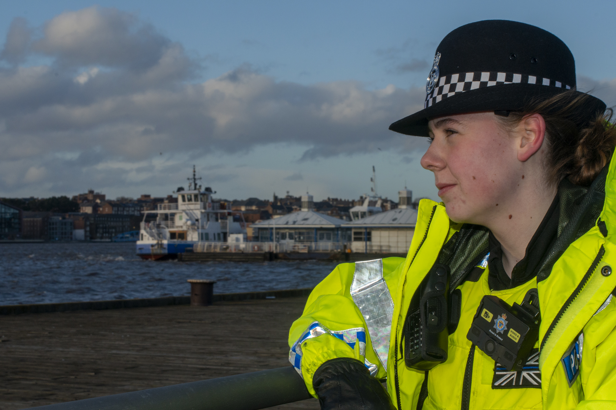Image of Female Police Constable staring across waters edge