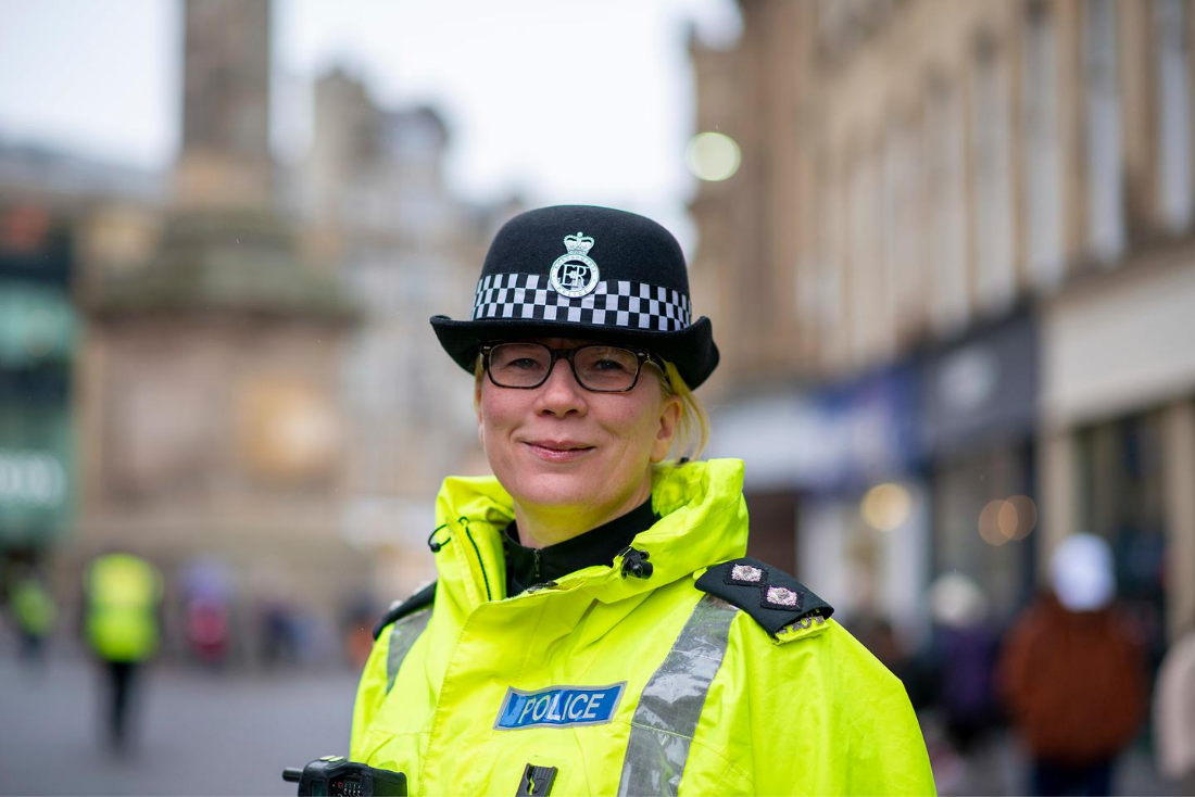 Photo of uniformed police officer in newcastle city centre