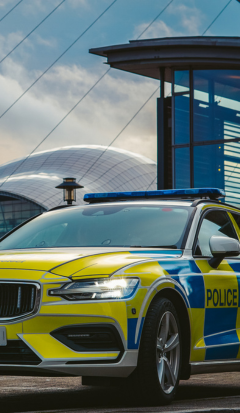 Volvo Northumbria Police fleet vehicle infront of The Sage, Gateshead