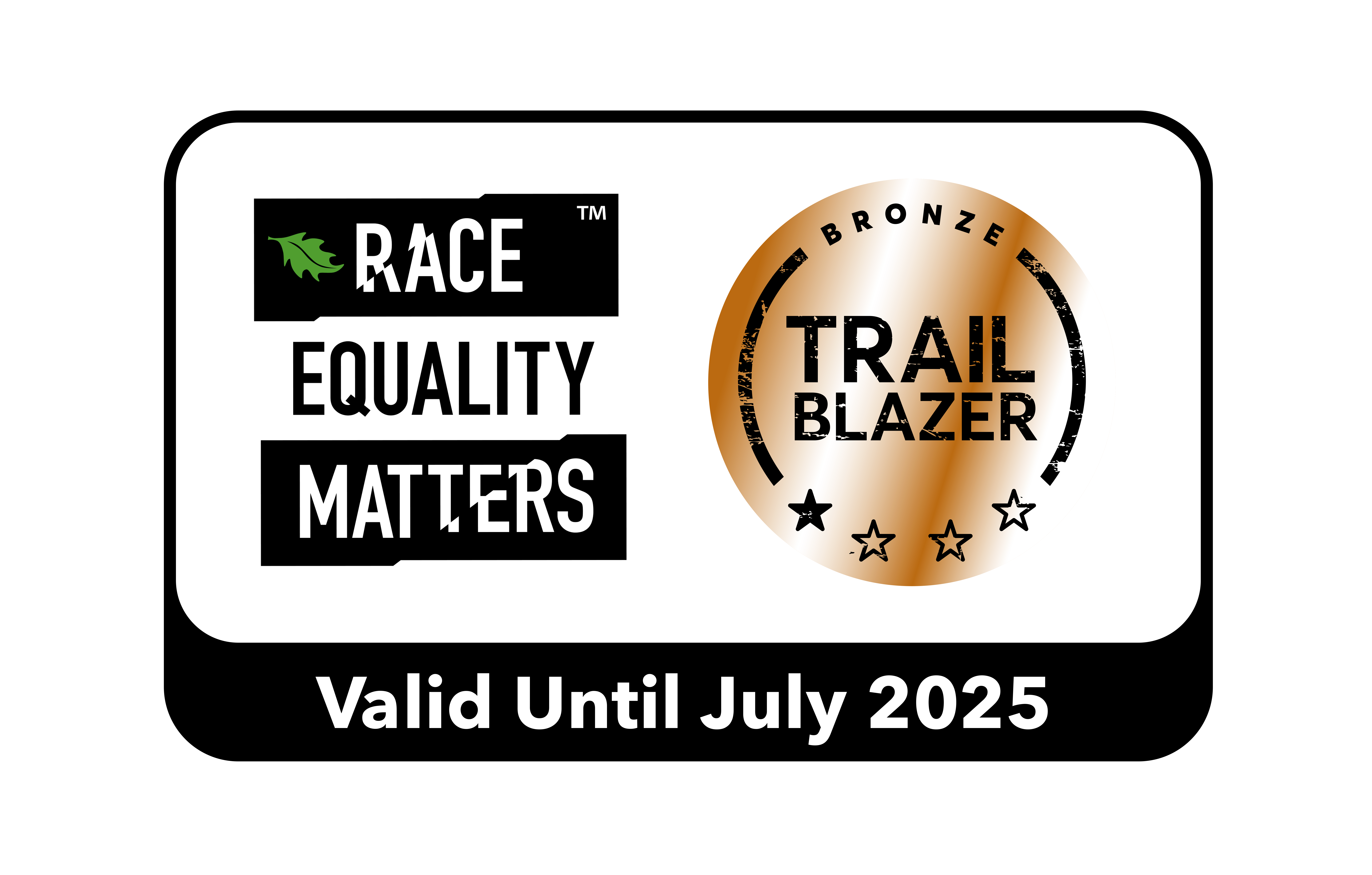 Race Equality Matters Trailblazer award logo: Northumbria Police awarded bronze trailblazer status
